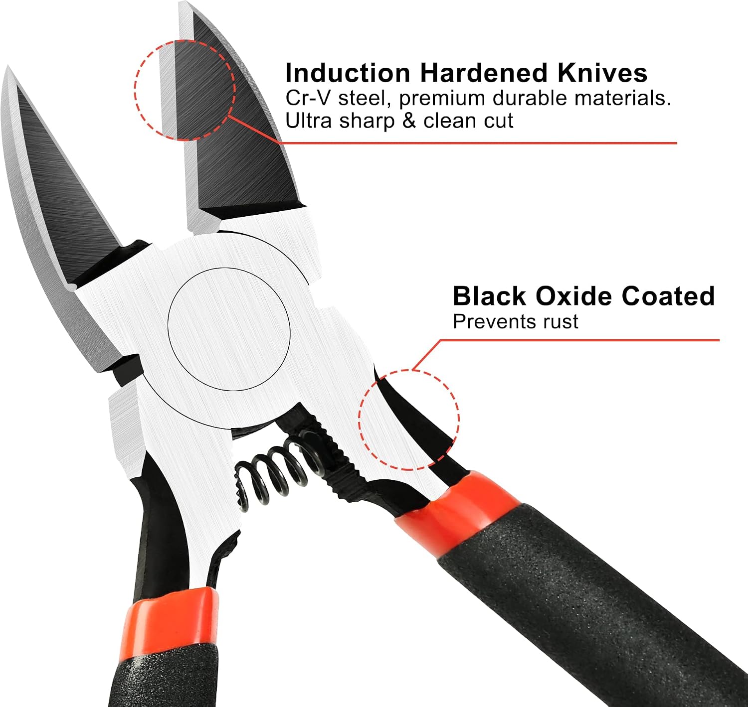 BOENFU 6 Inches Wire Cutters Heavy Duty Snips Flush Cut Side Cutters Pliers