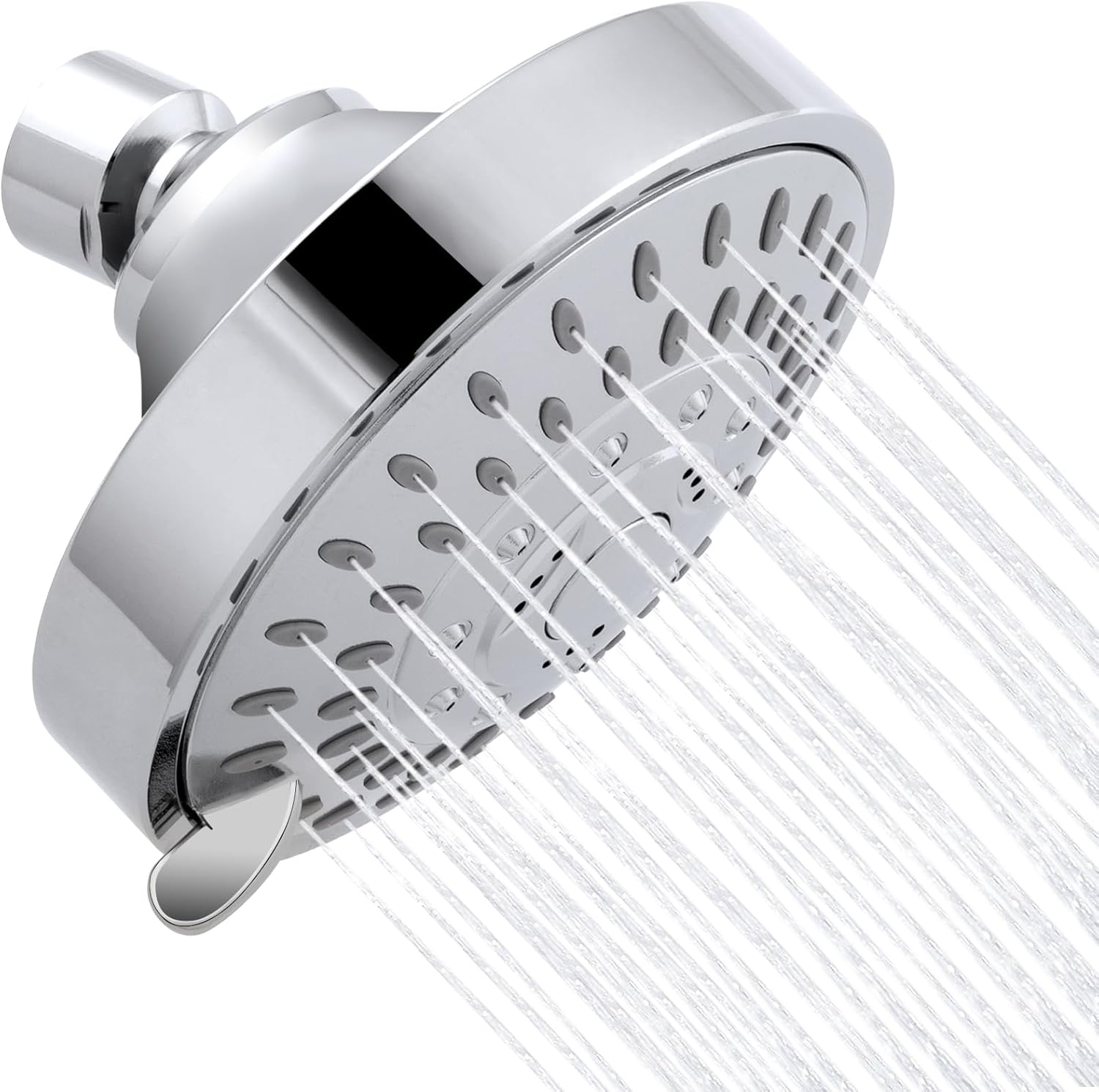 AISOSO High Pressure Rain Shower Head 5 Modes Showerhead 4.1" Chrome Silver
