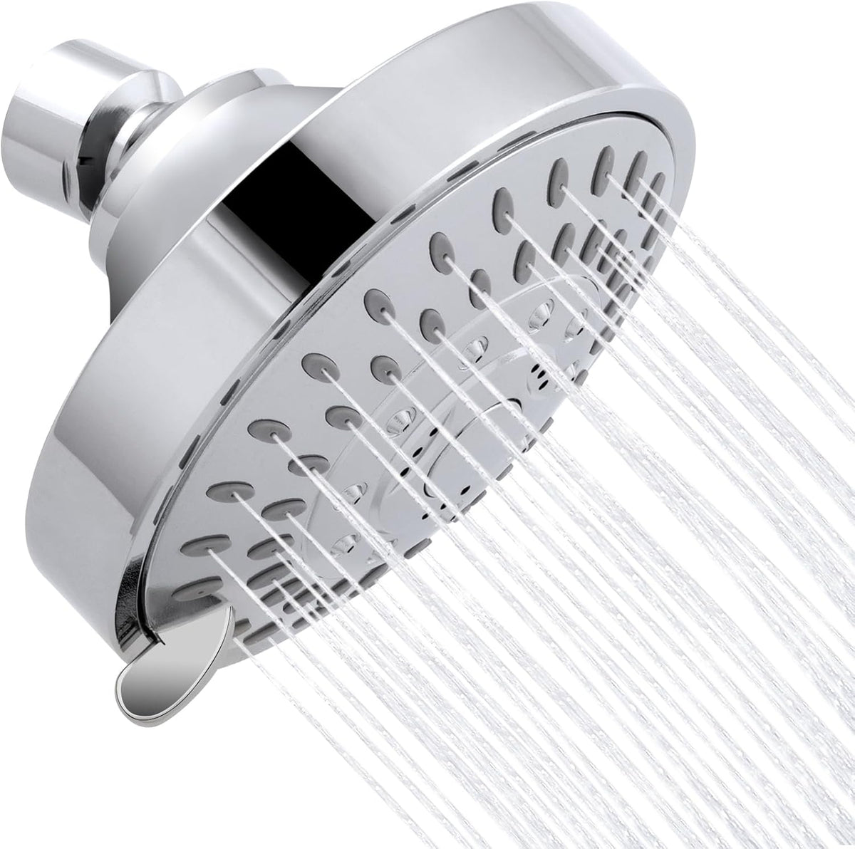 AISOSO High Pressure Rain Shower Head 5 Modes Showerhead 4.1" Chrome Silver