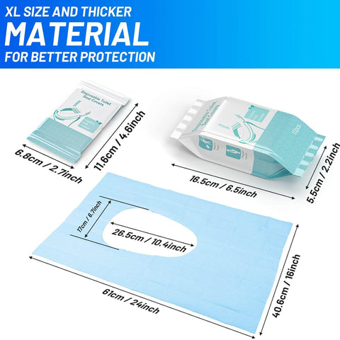 80 Pack Disposable Toilet Seat Covers - Waterproof 16x24 Inch Extra Large Individually Wrapped Toilet Seat Shields Travel Accessories for Adults Kids