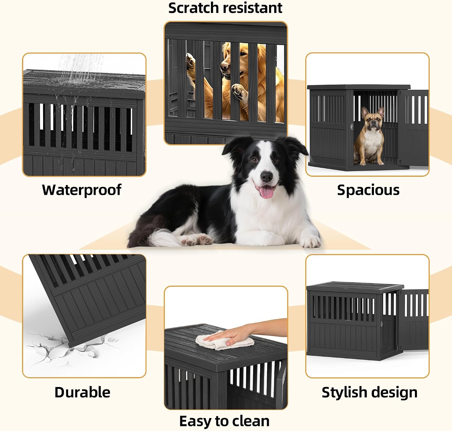 30 Inch Small Dog Crate Furniture, Black