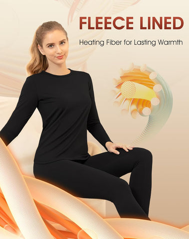MANCYFIT Thermal Underwear for Women Long Johns Set Fleece Lined Ultra Soft