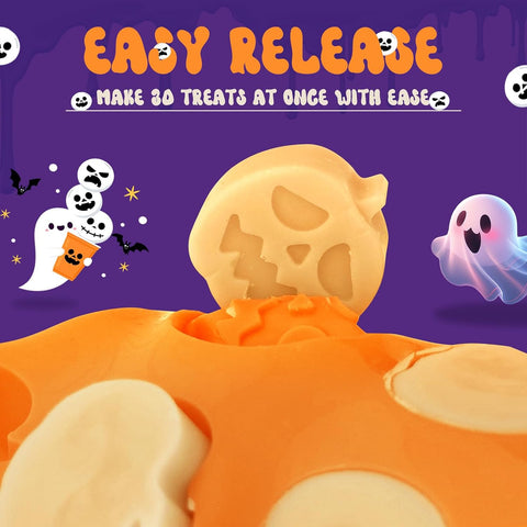 Pumpkin & Ghost Candy Silicone Molds for Halloween Small Chocolate, Wax Melts, Cake Decoration 15 Cavity Food Grade Bpa Free for Kids, Oven Safe DIY Homemade Mould Treat or Trick -4 PCS