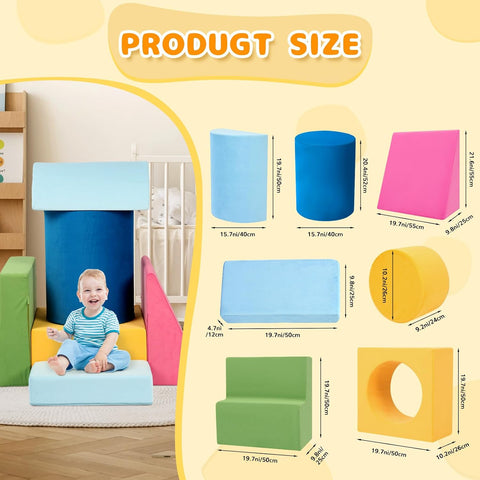 Edbuosy Toddler Climbing Toys Indoor, 7-Piece Colourful Foam Climbing Blocks, Soft Play Climbing for Toddlers, Modular Crawling & Sliding Play Set for Toddlers 1-3 Years Old