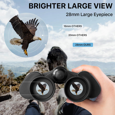 20x50 High Power Binoculars for Bird Watching 28mm Large Eyepiece Life Waterproof Binoculars for Hunting Hiking Concert Travel with Smartphone Adapter BAK4 Prism FMC Lens, Black