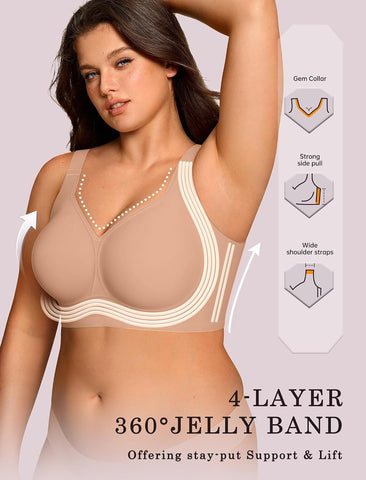 OEAK Womens Wireless Jelly Bras Plus Size Support Push Up Comfortable Bra