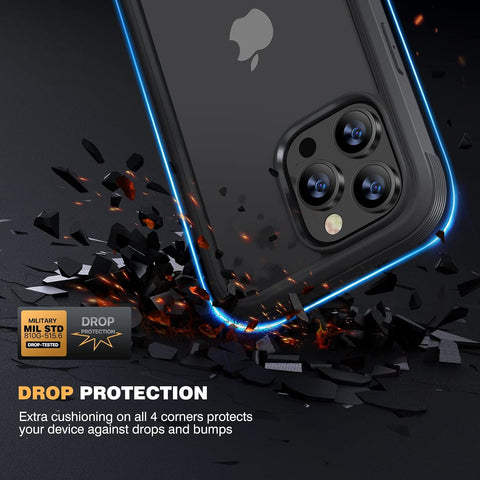 Diaclara Designed for iPhone 14 Pro Case 6.1’’, Full Body Rugged Case w/Built-in Touch Sensitive Anti-Scratch Screen Protector+9H Tempered Glass Camera Lens Protector (Black)