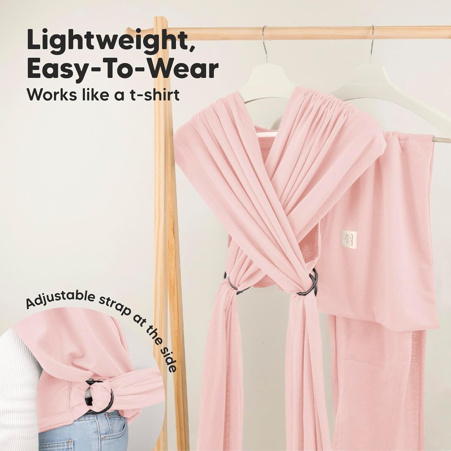 KeaBabies Baby Wrap Carrier Ring Sling, D-Lite Baby Carrier (Dusty Pink)