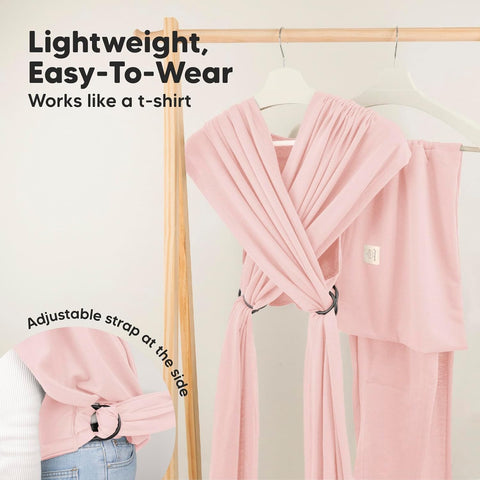 KeaBabies Baby Wrap Carrier Ring Sling, D-Lite Baby Carrier (Dusty Pink)