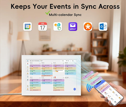 Digital Calendar, 10.1-inch Smart Wall Planner Electronic Calendar & Chore Chart | Smart Touchscreen Family Calendar & Interactive Display for Schedules, Organize Your Daily & Family Routines, Desk & Wall Mount