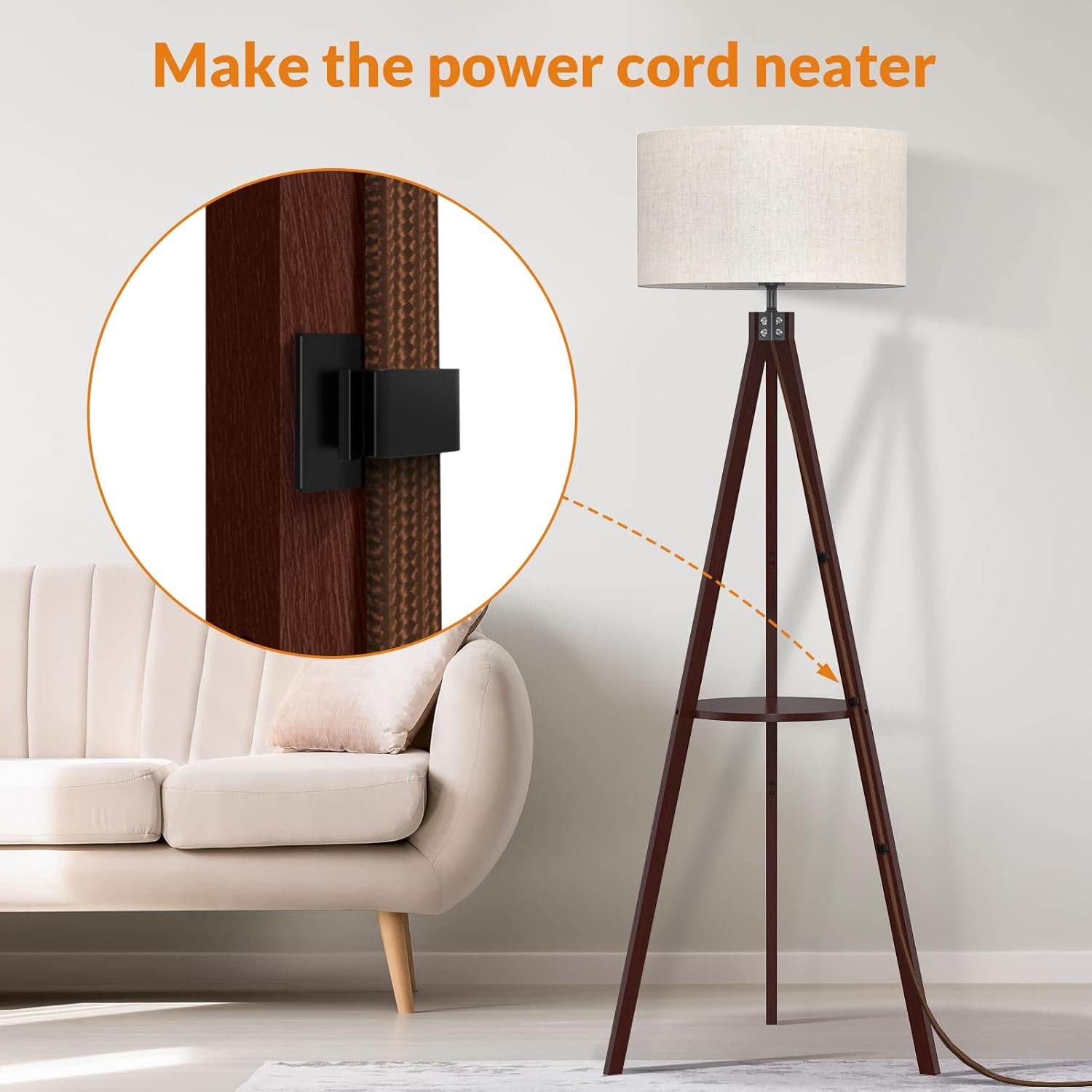 LEPOWER Shelf Floor Lamp Tripod Mid Century Modern Lamps for Living Room