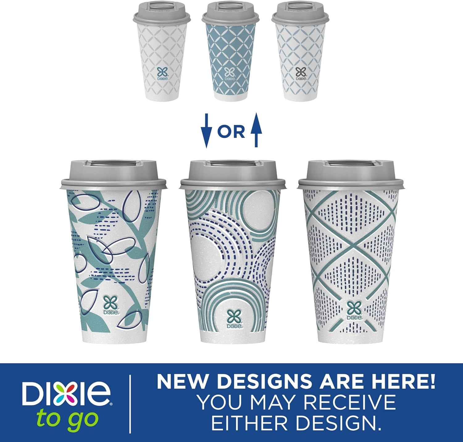Dixie To Go Paper Coffee Cups With Lids, 16 oz, 108 Count (6 packs of 18 cups), Disposable Insulated Paper Cups for On-The-Go Hot or Cold Beverages