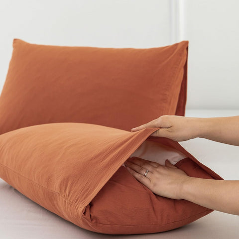 MOOMEE Pillowcase Set of 2 100% Washed Cotton Linen-Like King