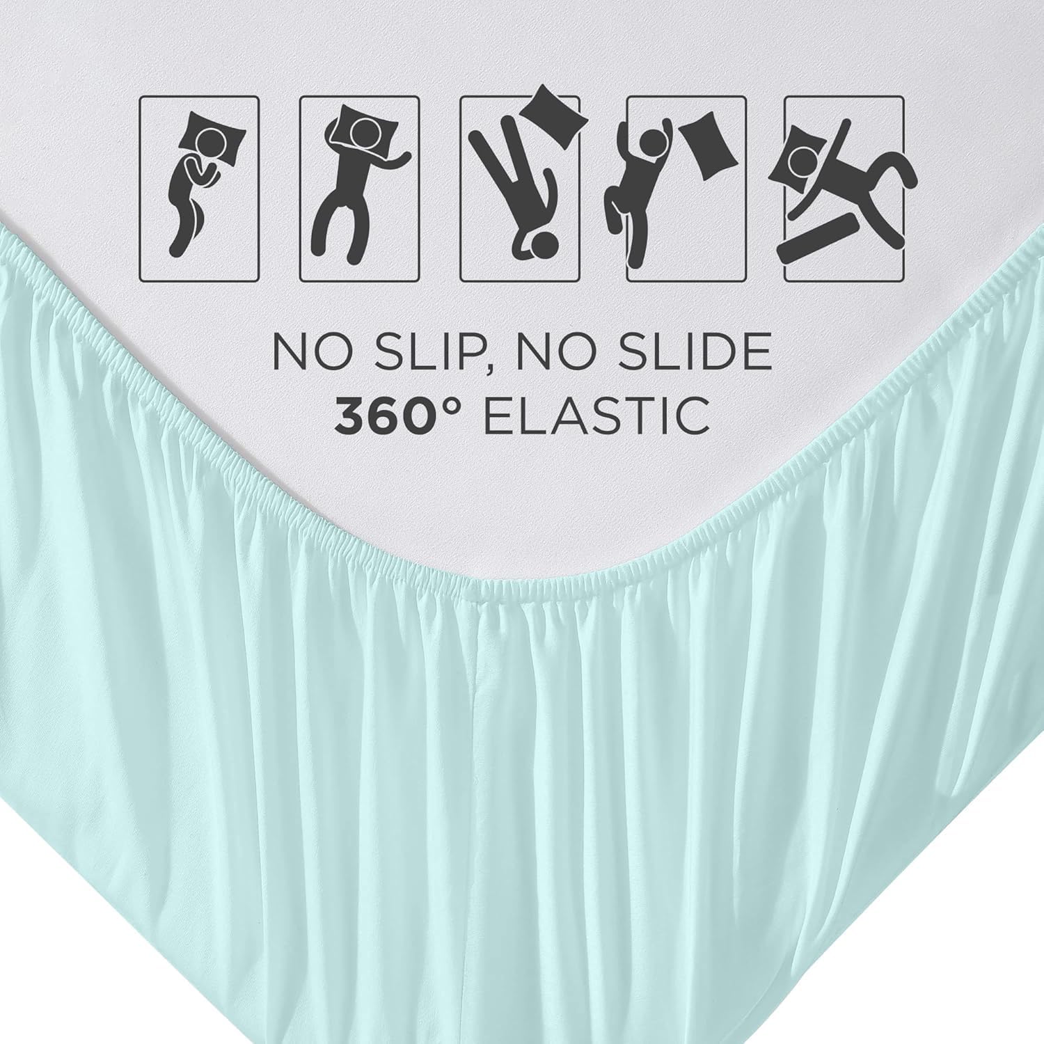 Microfiber Twin Fitted Sheet, Fits Up to 16 Inches Deep Pocket - Aqua