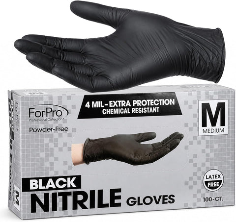 ForPro Disposable Nitrile Gloves, Chemical Resistant, Powder-Free, Latex-Free, Non-Sterile, Food Safe, 4 Mil