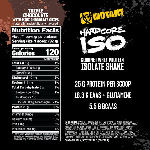 Mutant Hardcore ISO, Whey Protein Isolate, Triple Chocolate, 5 lb