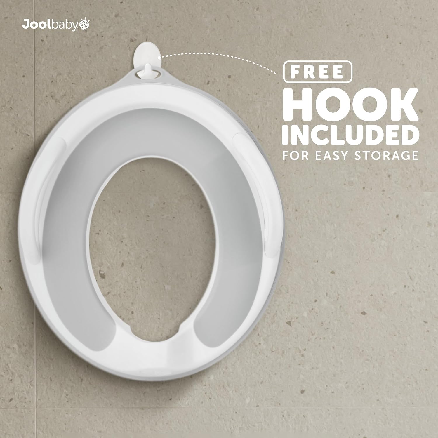 Jool Baby Potty Training Seat for Boys and Girls With Handles, Fits Round & Oval Toilets, Non-Slip with Splash Guard, Includes Free Storage Hook (Gray)