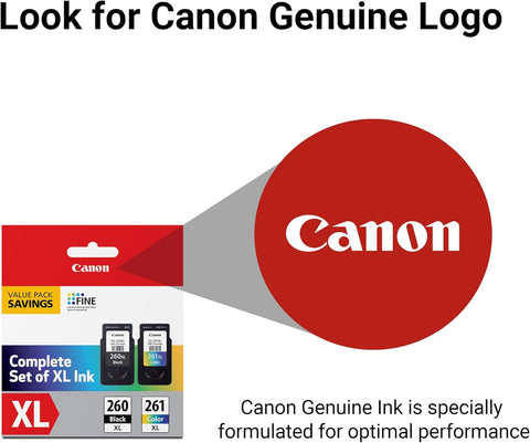 Canon Genuine PG-260 XL/CLI-261 XL Ink Value Pack (2 Cartridges)