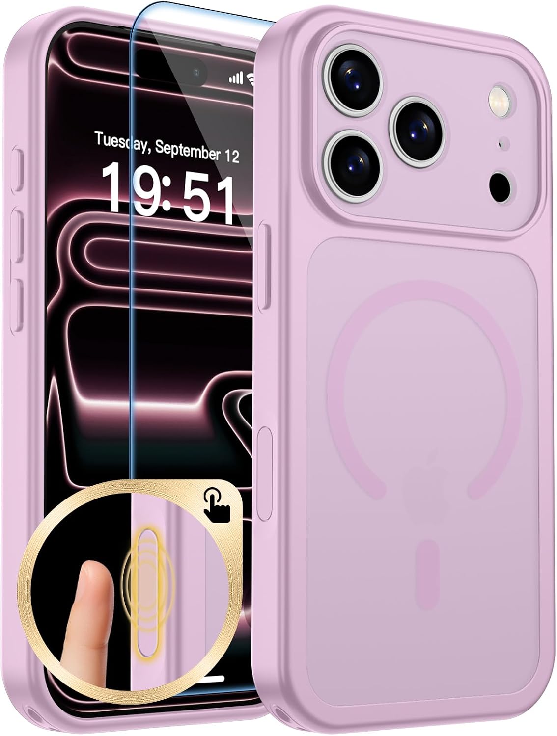 zapica Magnetic for iPhone 17 Pro Case, Purple Pink