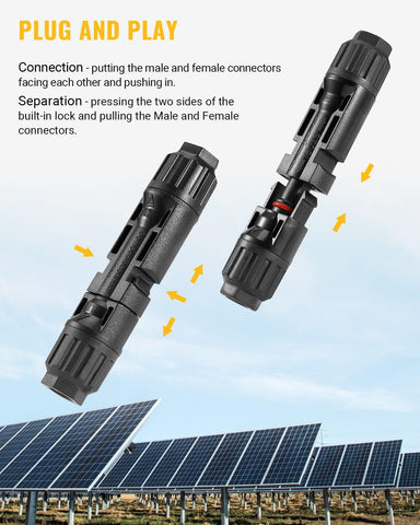 BougeRV 12 PCS Solar Connectors with Spanners Solar Panel Cable Connectors 6 Pairs Male/Female(10AWG)