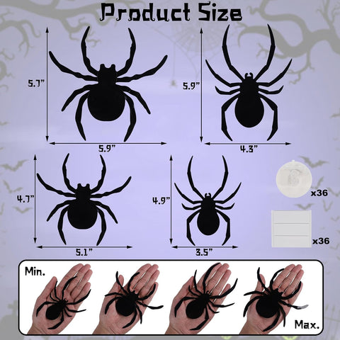 DR.DUDU 36 Pack Halloween Wall Decor Light up Spiders, Purple