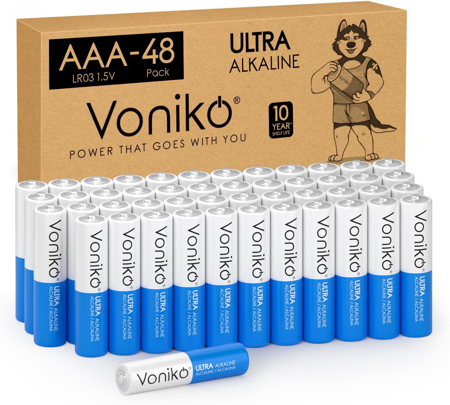 Voniko AAA Batteries 48 Pack - 1.5V Alkaline Triple AAA Batteries