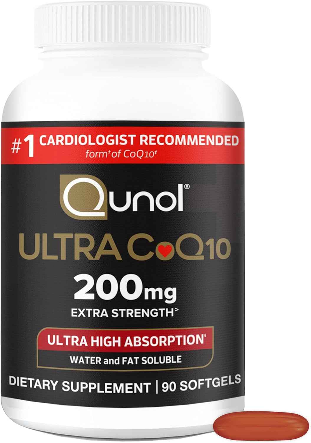 Qunol Ultra CoQ10 200mg, Ultra-High Absorption, Antioxidant, 90 Softgels | #1 Cardiologist Recommended Supplement for Heart Health, Coenzyme Q10 Supplement to support Vascular Health & Cellular Energy