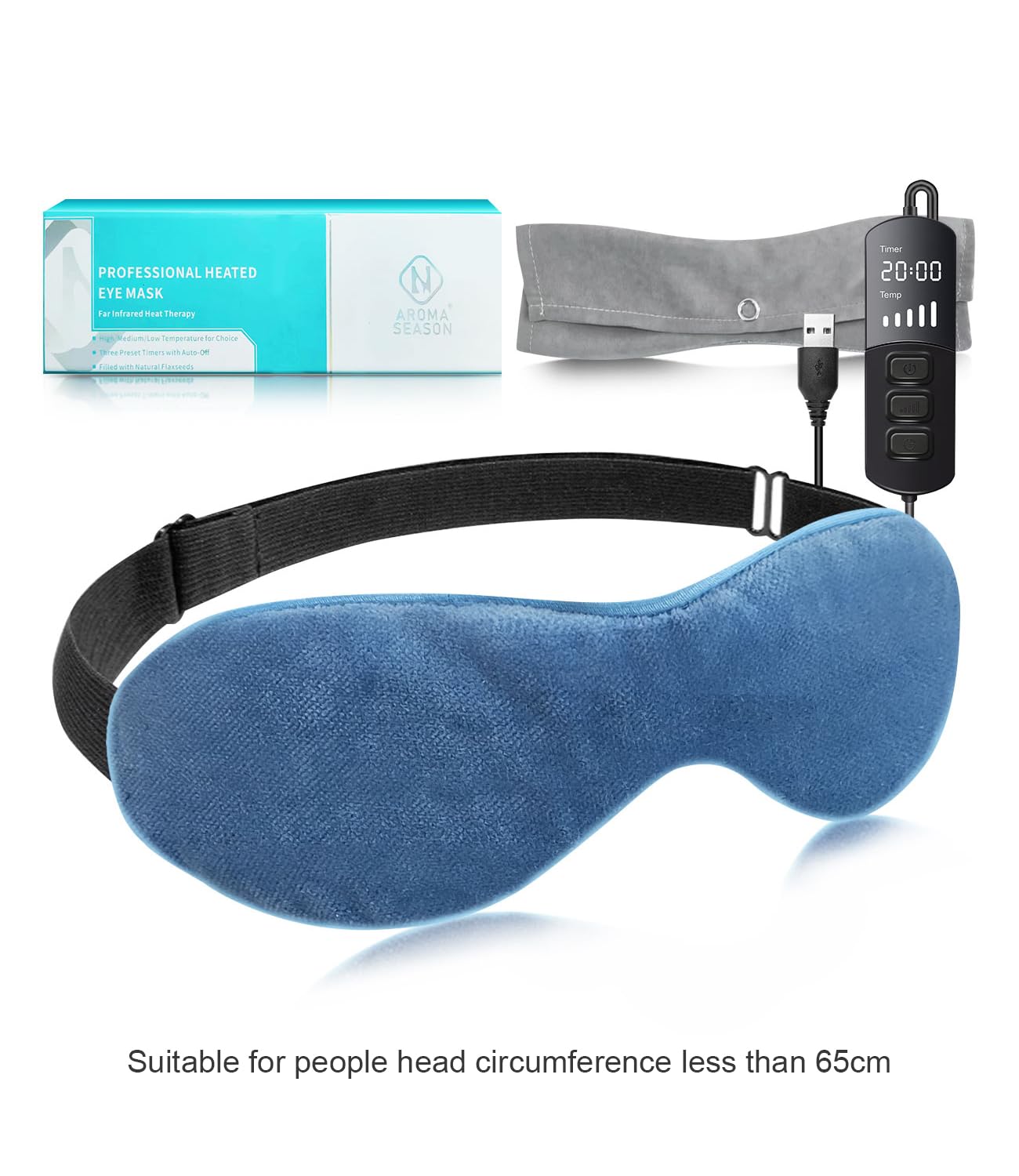 Aroma Season Heated Eye Mask for Dry Eyes, Warm Eye Compress with Flaxseed Graphene FIR for MGD, Dry Eye Syndrome, Chalazion Blepharitis Stye Eye Treatment, Steam Moist to Unclog glands (Blue)