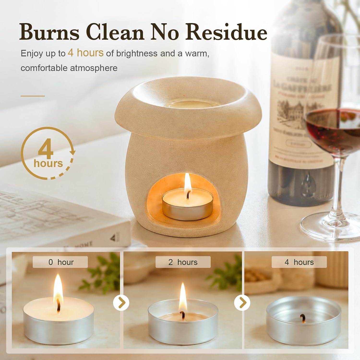 Tea Lights Candles 25 Pack, 4 Hour Palm Wax Tealights