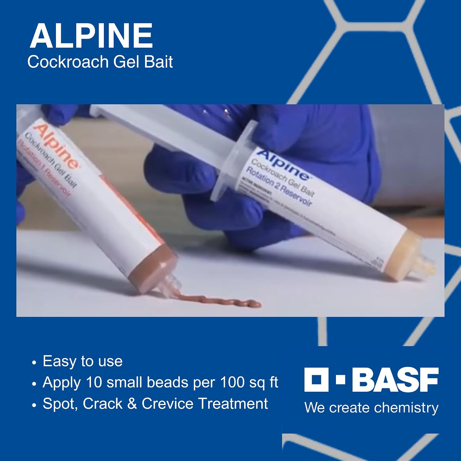 BASF Alpine Rotation 2 Cockroach Gel Bait Roach Killer for Indoor or Outdoor Infestation Control, Syringe Applicator 30 gram, 4 Pack