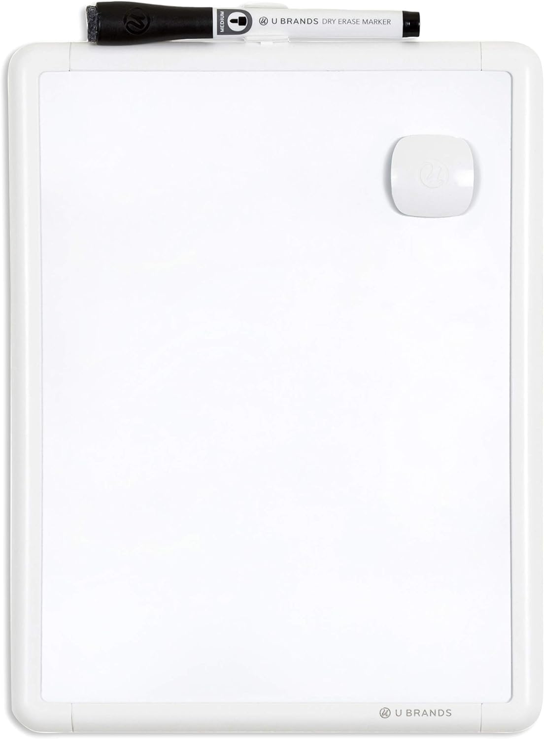 U Brands Contempo Magnetic Small Whiteboard, 8.5” x 11”, White Modern Frame, Mini White Board for Students, Fridge and Locker Dry Erase Board, Includes Marker & Magnet