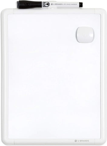 U Brands Contempo Magnetic Small Whiteboard, 8.5” x 11”, White Modern Frame, Mini White Board for Students, Fridge and Locker Dry Erase Board, Includes Marker & Magnet