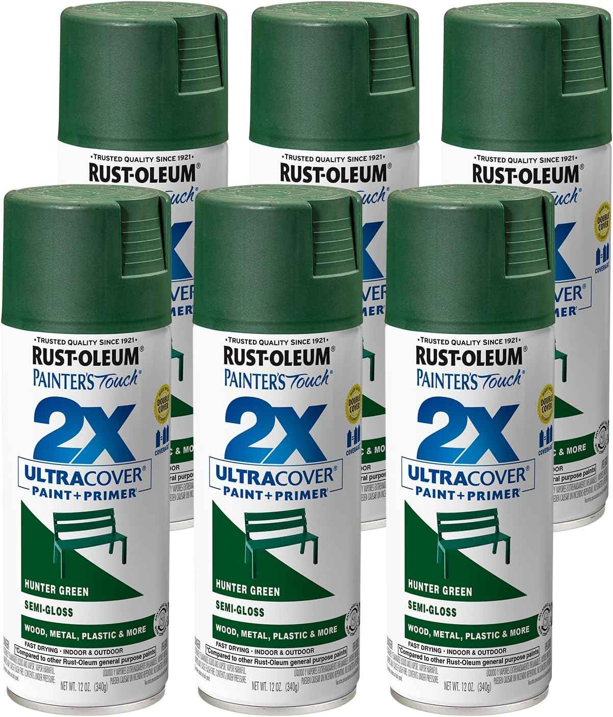 Rust-Oleum Painter's Touch 2X Spray Paint, Semi-Gloss Hunter Green
