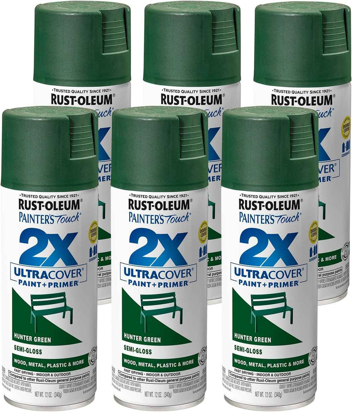 Rust-Oleum Painter's Touch 2X Spray Paint, Semi-Gloss Hunter Green