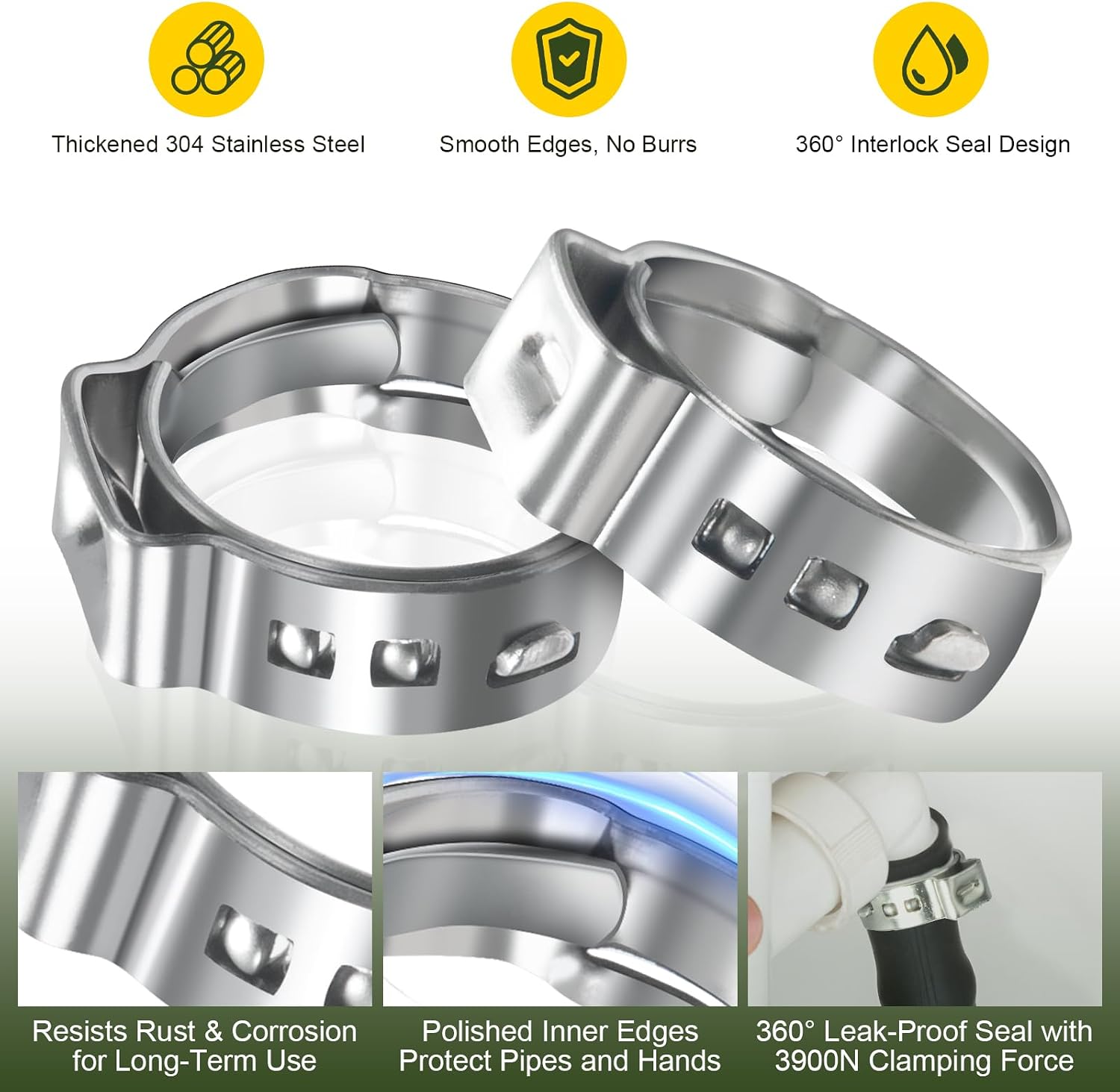 1/2 Inch PEX Crimp Rings 60 Pack for PEX Fittings Plumbing