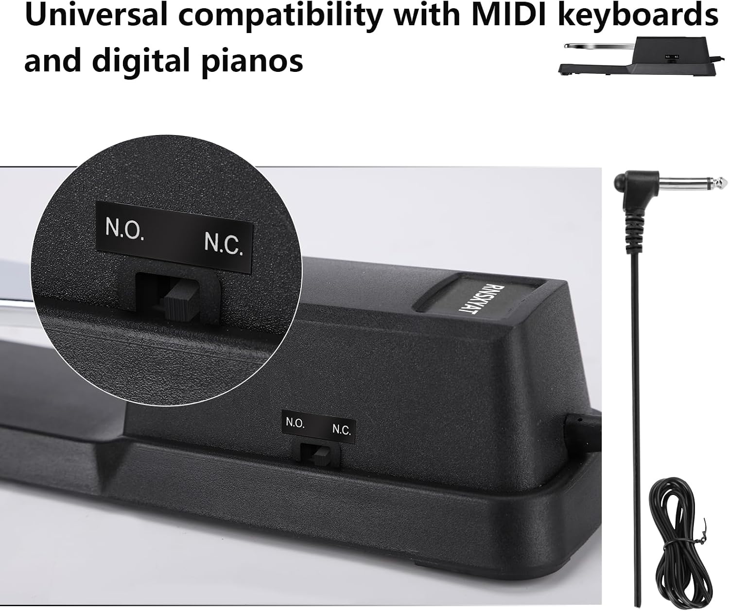 Sustain Pedal, Sustain Pedal for Keyboard Universal, Premium Piano Pedal for Keyboard with Polarity Switch for MIDI Keyboards, Digital Pianos, Yamaha, Casio and More, 1/4'' Input Plug by RNSXYAT