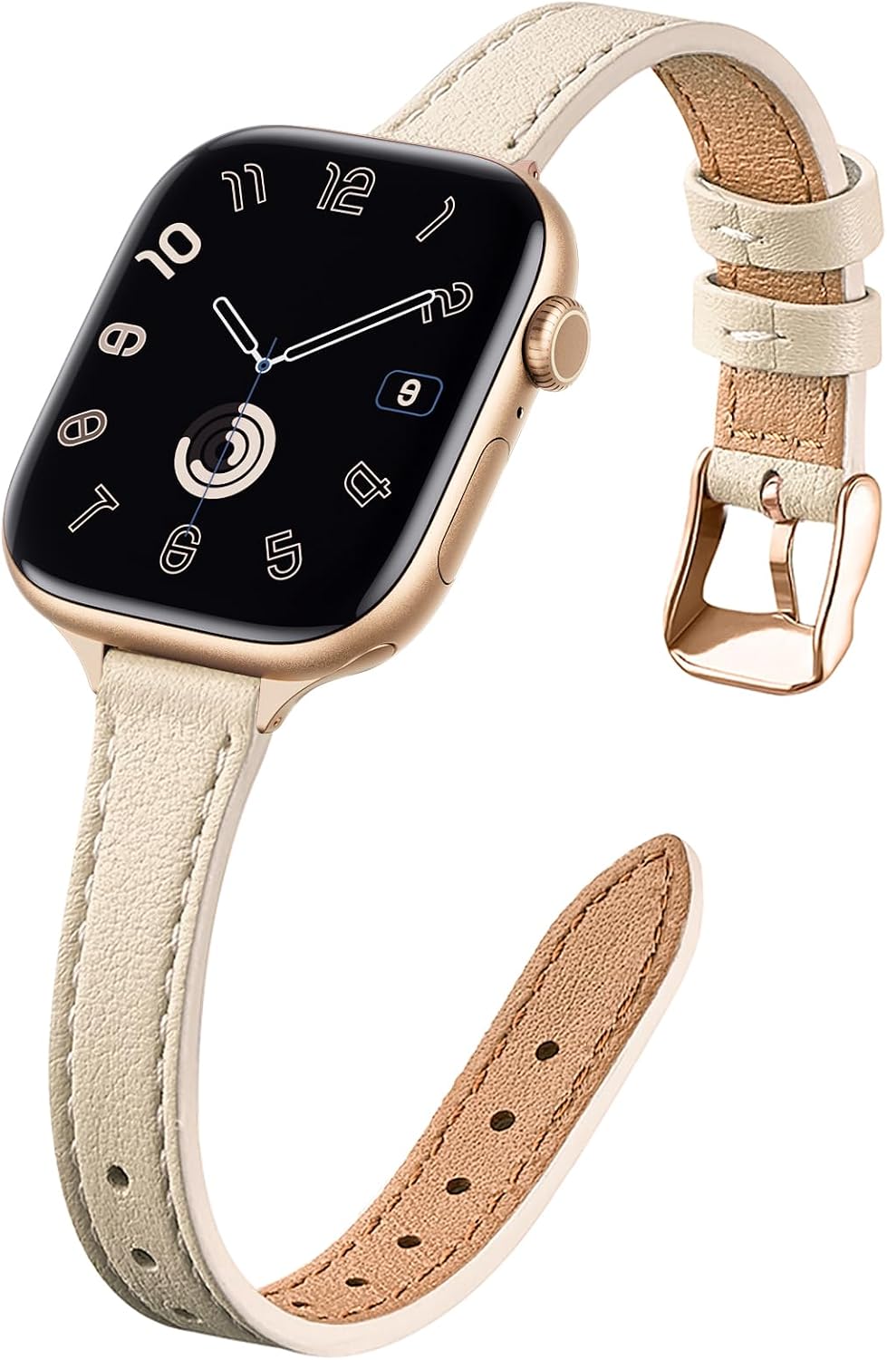 STIROLL Slim Leather Band Compatible with Apple Watch Bands for Women, Thin