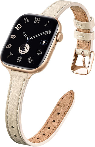 STIROLL Slim Leather Band Compatible with Apple Watch Bands for Women, Thin