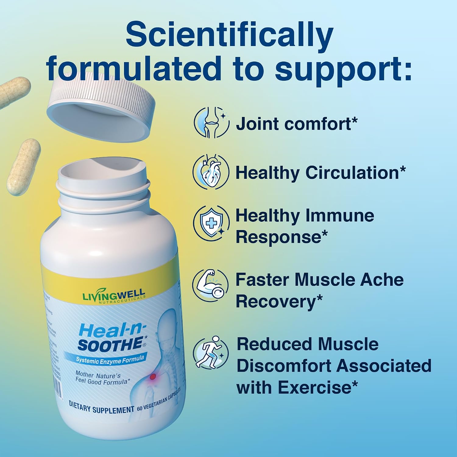 HEAL-N-SOOTHE Proteolytic Systemic Enzymes for Joints - 90 Count (2 Pack)