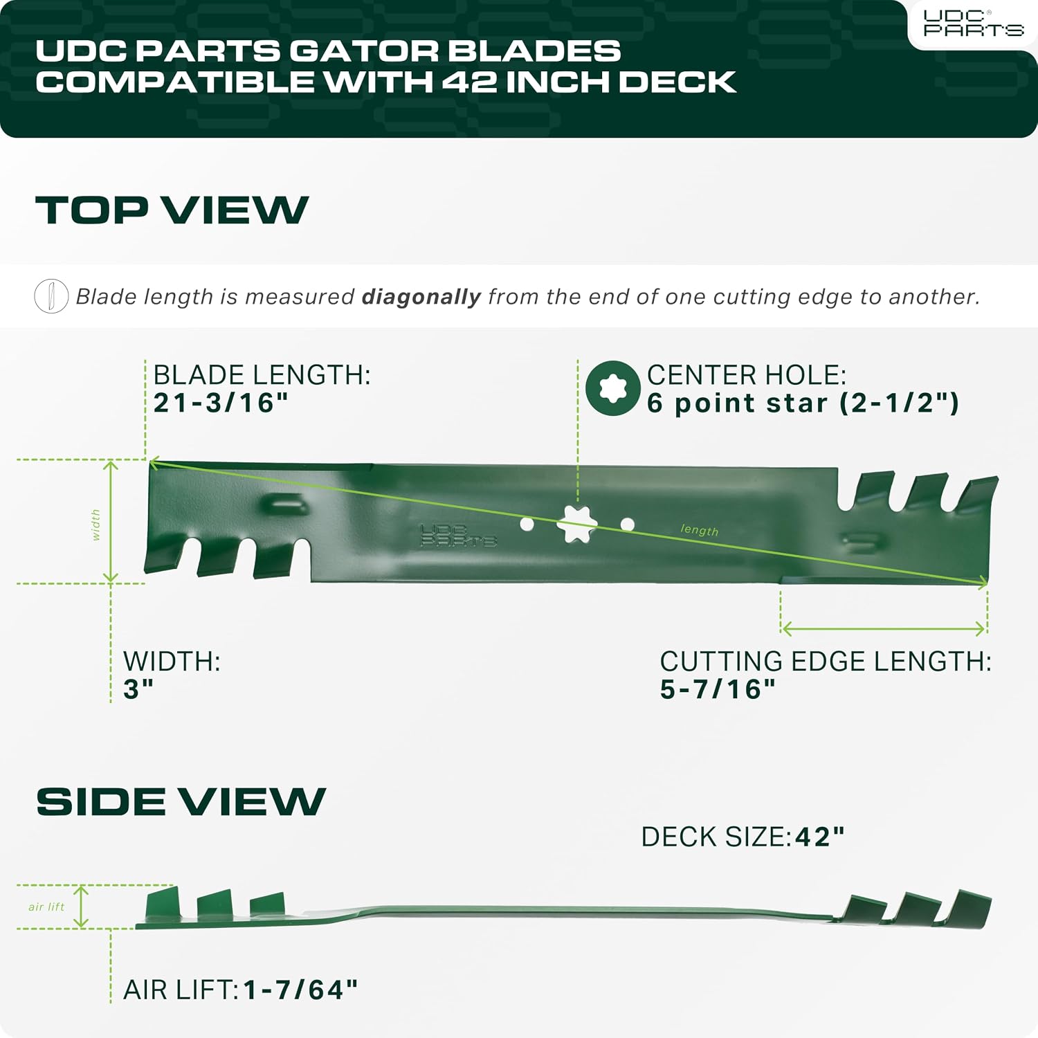 UDC Parts 942-0616A Mower Blades Replacement for Cub Cadet 42 Inch XT1 LT42