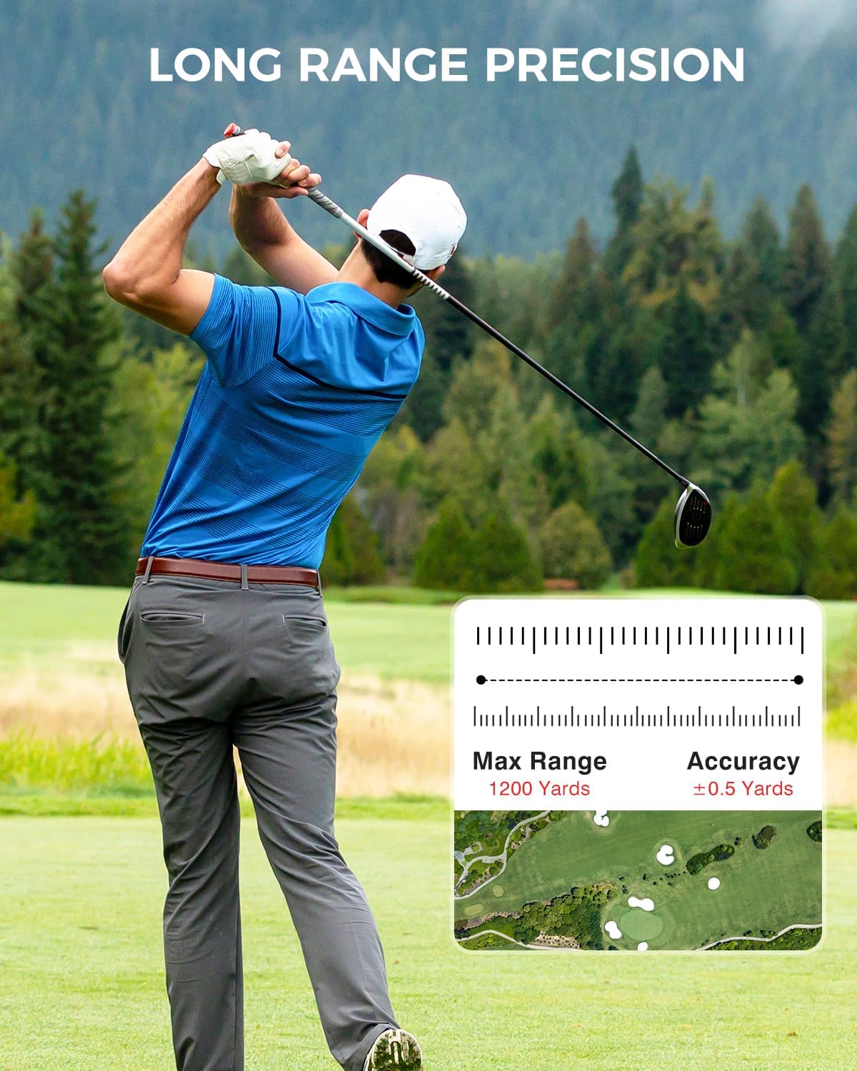 Golf Rangefinder with Slope On/Off - 1200 Yards 7X Magnification