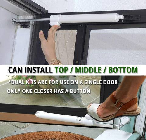 Touch 'n Hold Smooth Dual Door Closer System (Cranberry) – Heavy-Duty - Touch-Button Hold Open Feature & Smooth Closing Motion - Storm & Security Door (Medium/Heavy Weight). New Door/Replace Old Unit