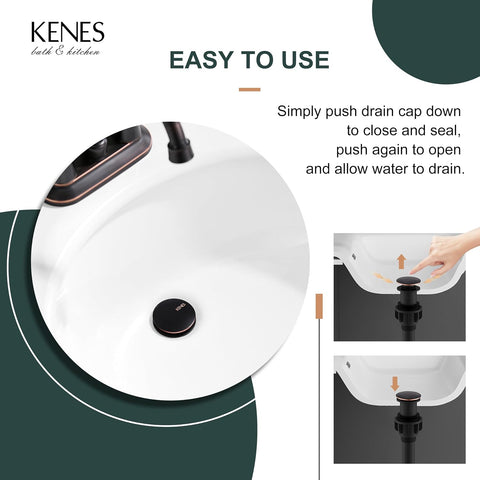 KENES 2 Pack Oil Rubbed Bronze Pop Up Bathroom Sink Drain Without Overflow