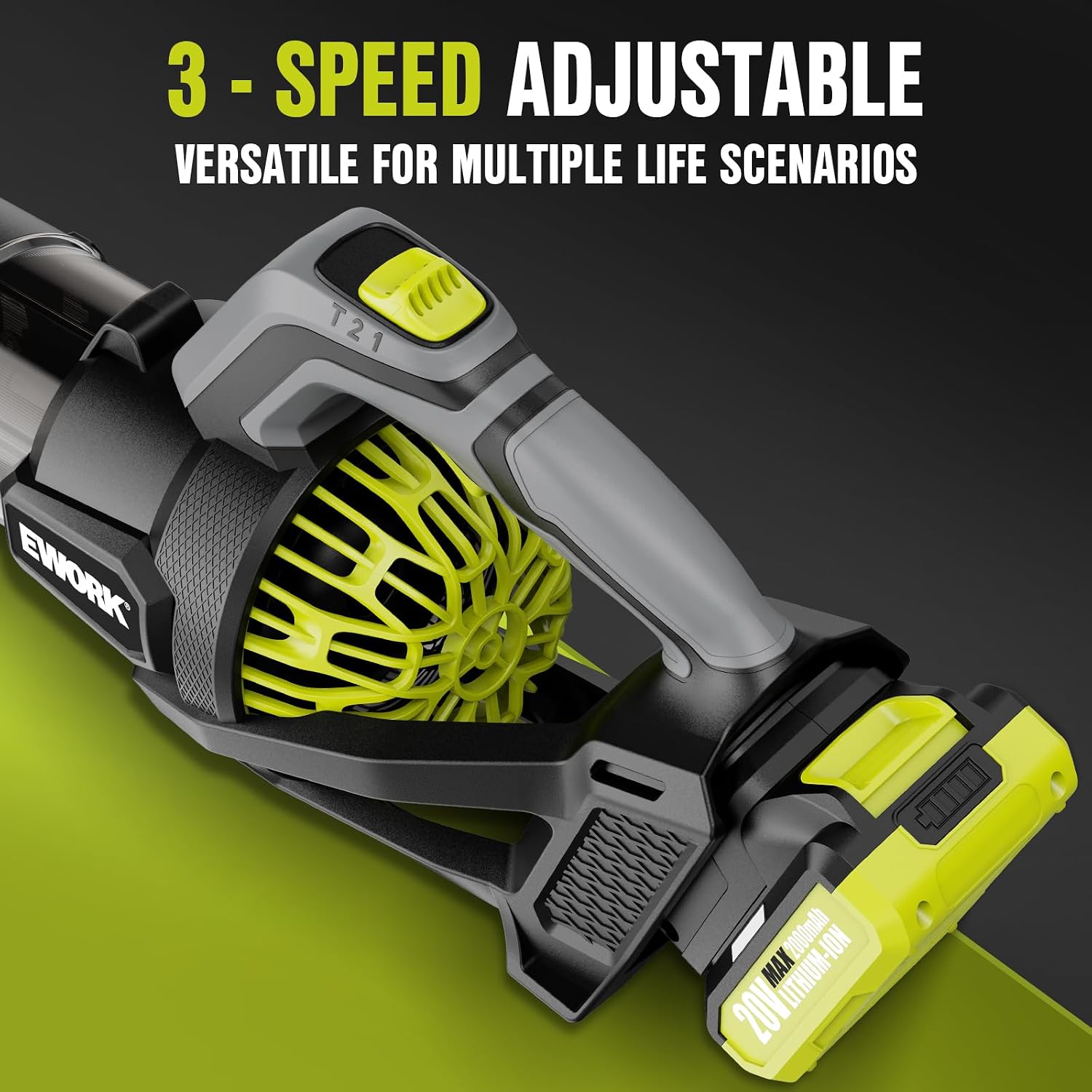 EWORK Leaf Blower, Leaf Blower Cordless with 2×2.0Ah Batteries and Charger