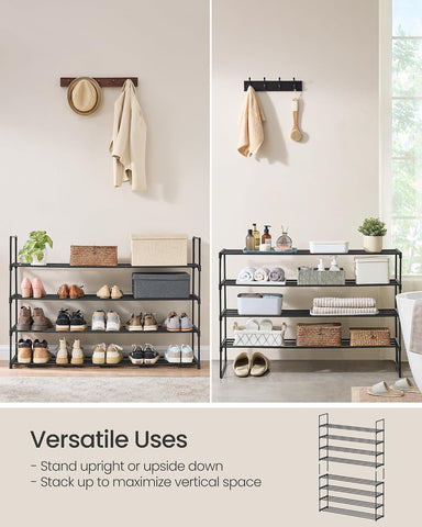 SONGMICS Shoe Rack, 4-Tier Shoe Organizer, Metal Storage Shelf