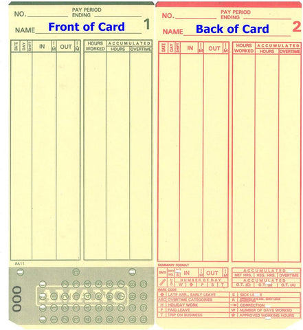 Compumatic Time Cards for Amano MJR-7000 & MJR-8000 Clocks (1000/Box)