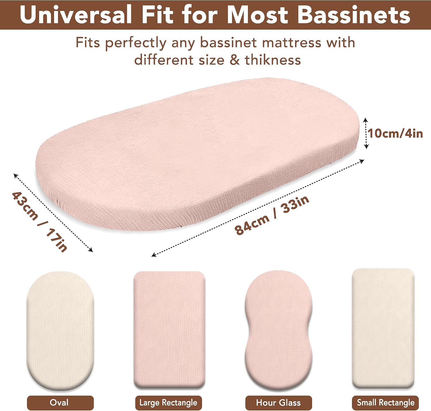 100% Organic Cotton 2 PK Baby Muslin Bassinet Sheets Unisex 33 x 17in
