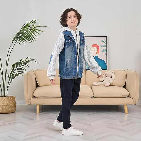Mallimoda Kids Boys Girls Hooded Denim Jacket