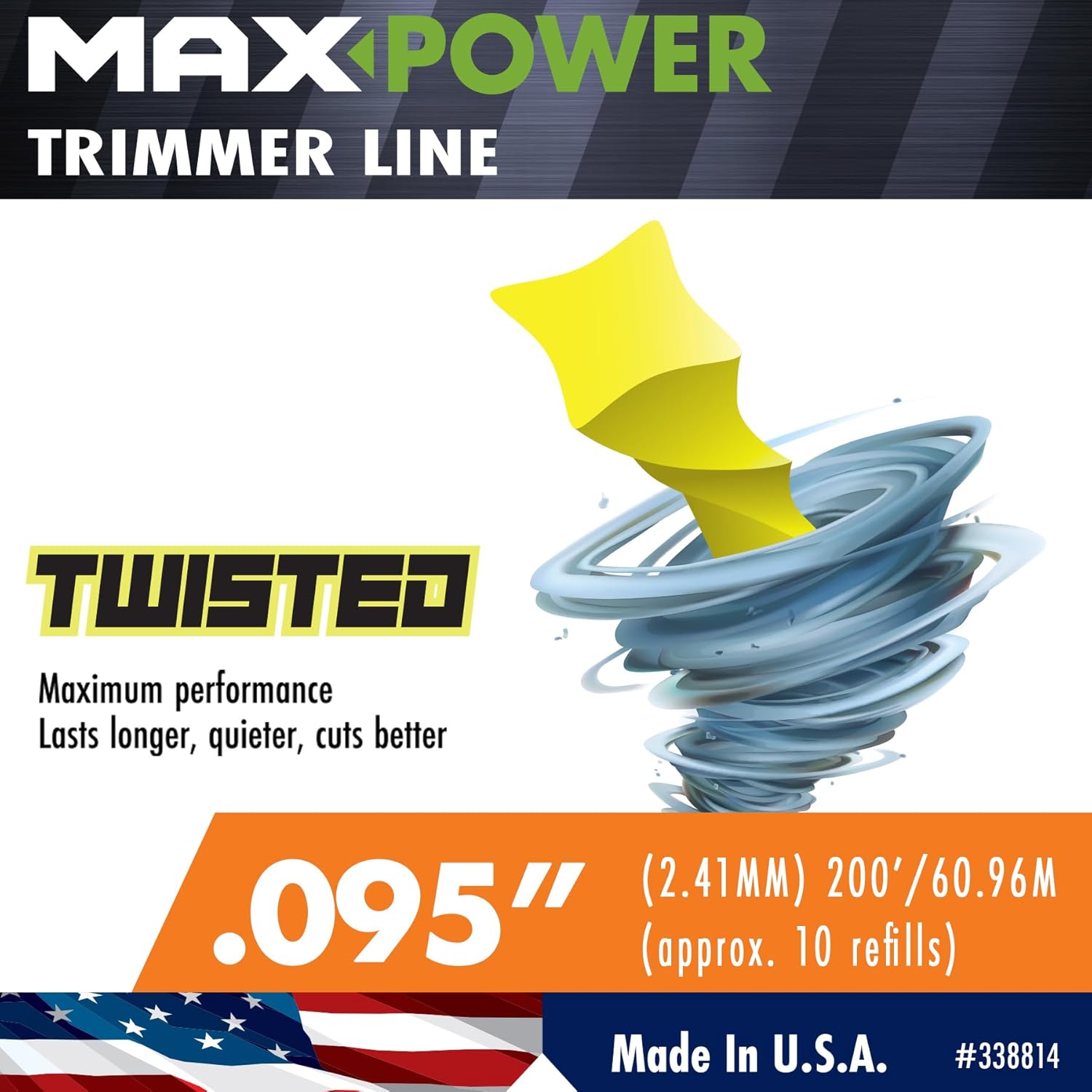 MaxPower 338814 0.095-Inch Premium Twisted Trimmer Line, 200-Foot Length
