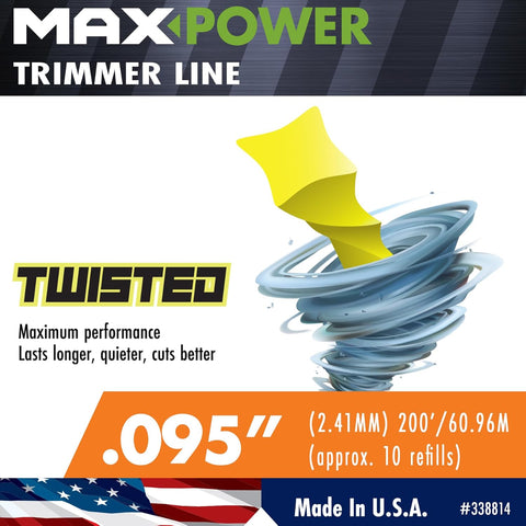 MaxPower 338814 0.095-Inch Premium Twisted Trimmer Line, 200-Foot Length